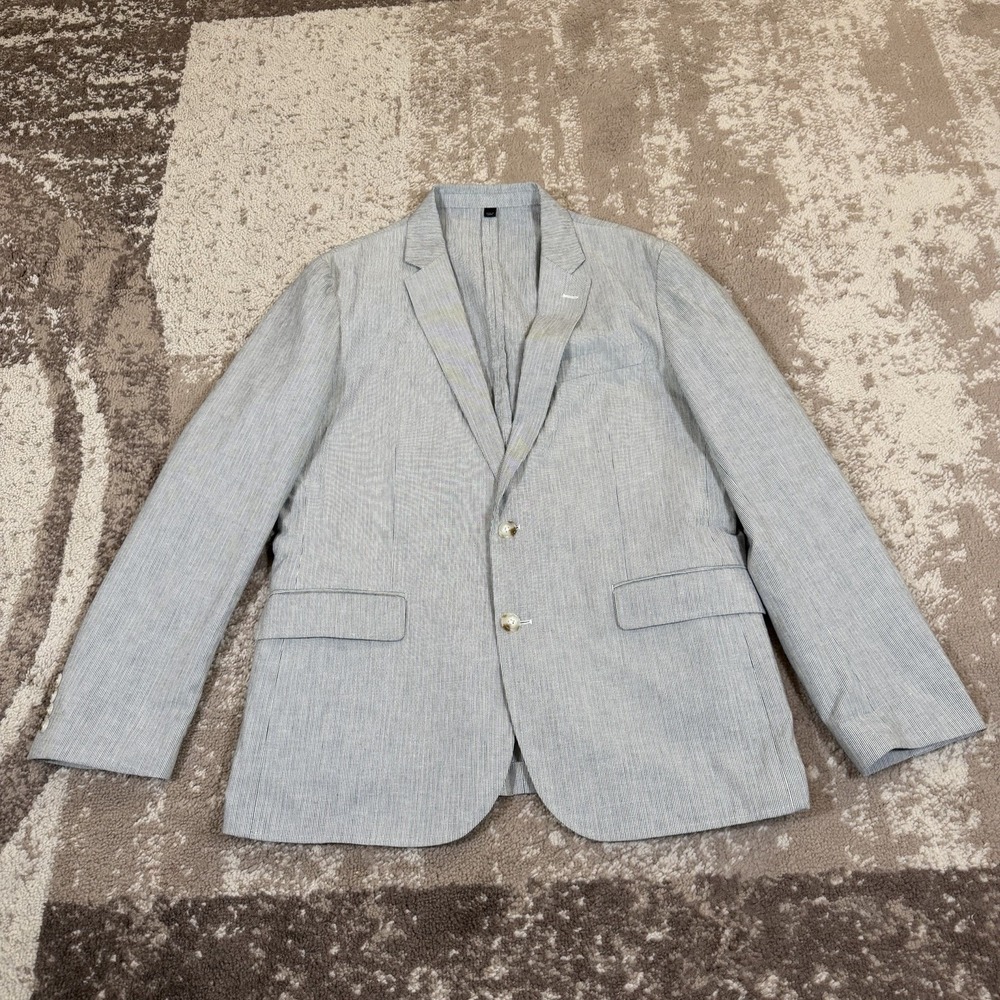 J.CREW Ludlow Unstructured Blazer Mens 42R SOMELOS Linen Blend Stripe Sport Coat